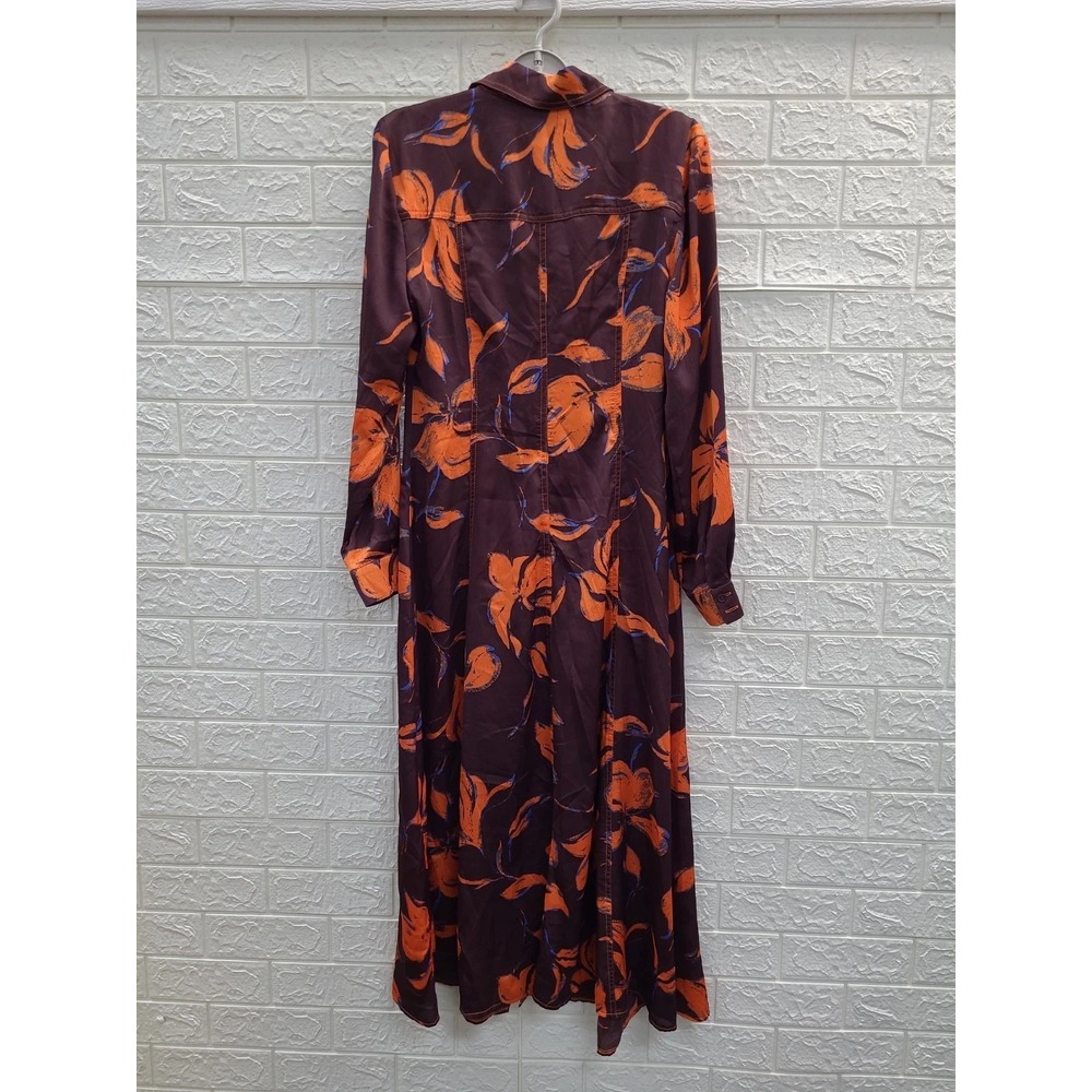 $208 NWTS Anthropologie Exquise Long-Sleeve Satin Shirt Dress Size XXS